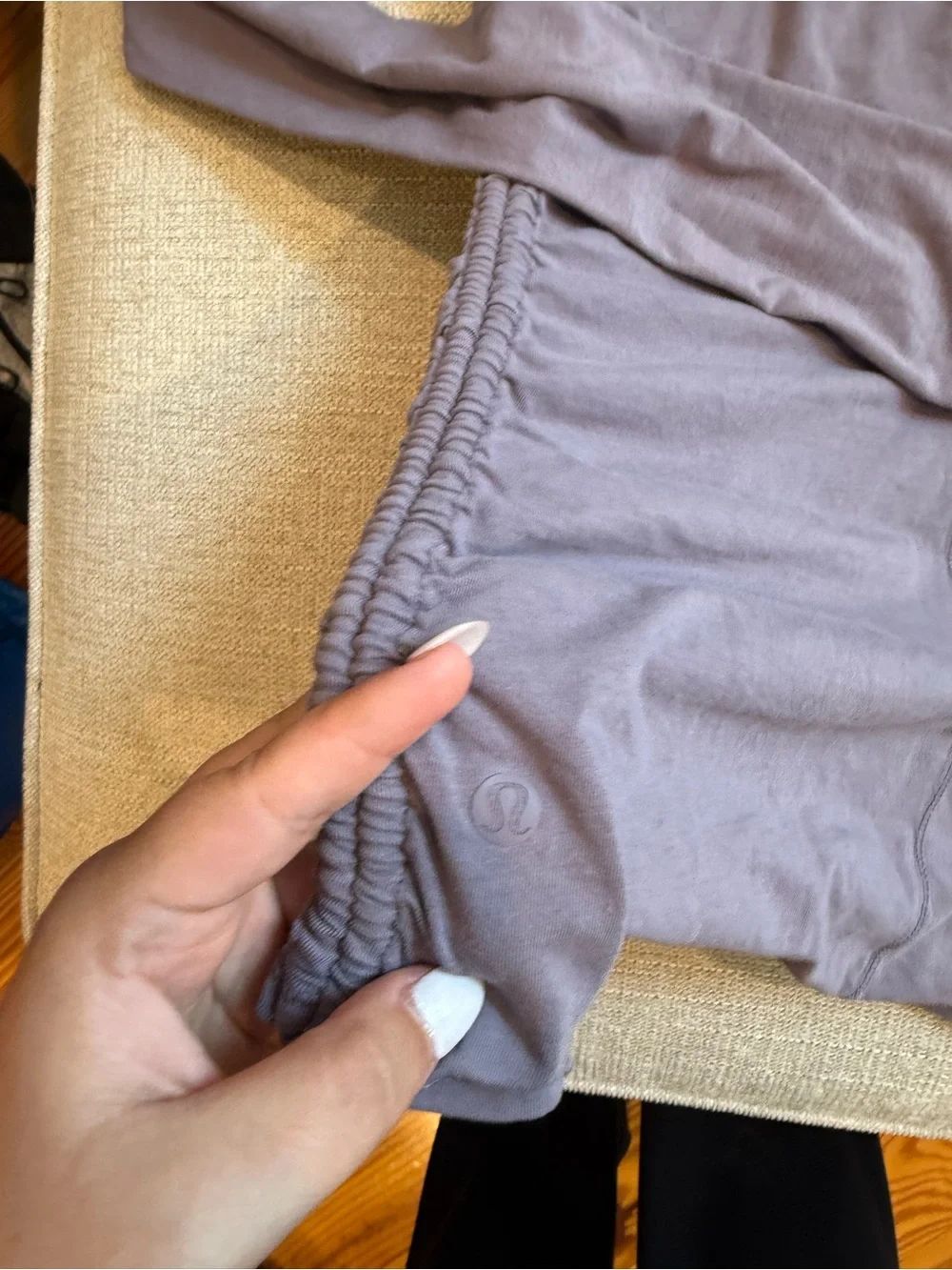 lululemon athletica Long Sleeve Side-Ruched Tee in Taupe Gray